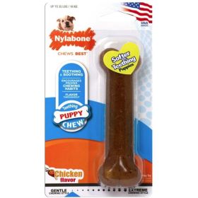 Nylabone Puppy Chew PuppyBone - Chicken Flavor - Wolf - 5.5" Bone  (For Puppies up to 35 lbs)