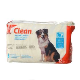 Dog It Clean Disposable Diapers - Large - 12 Pack - 35-55 lb Dogs  (18-22.5" Waist)