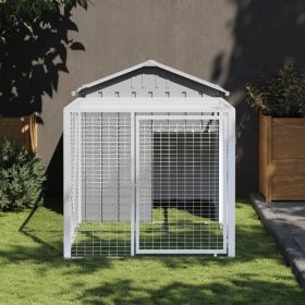 Chicken Cage with Run Light Gray 46.1"x79.1"x48.4" Galvanized Steel