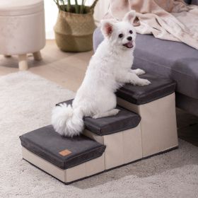 3 Tiers Foldable Dog Stairs,Pet Steps for Small to Medium Dogs,Dog Ladder Storage Stepper for Bed Sofa Couch