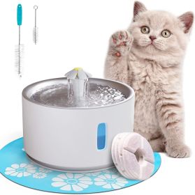 Cat Flower Fountain 81oz; White Cat Water Fountain Flower with 4 Filters; 2 Brushes; Mat; LED Light; Flower Drinking Fountain for Cats; Dogs; Plastic