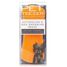 TANGLE TEEZER - Pet Teezer Detangling & Dog Grooming Brush (For Light Shedding, Wiry & Fine Haired Dogs) - # Navy / Orange 040161 1pcs