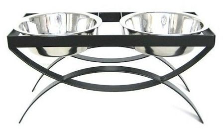 SeeSaw Double Elevated Dog Bowl - Small/Black