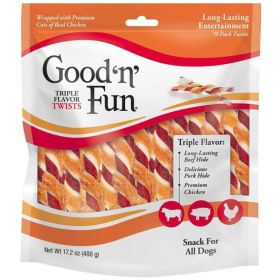 Healthy Hide Good'n' Fun Triple-Flavor Twists Regular Chicken, Pork and Beef Hide (Option 1: 70 count)