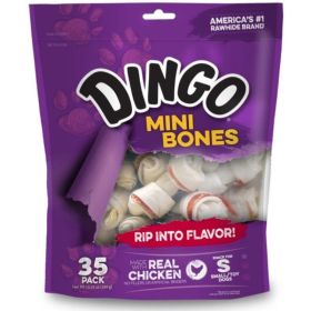 Dingo Meat in the Middle Rawhide Chew Bones (Option 1: Mini, Option 2: 2.5" (35 Pack))