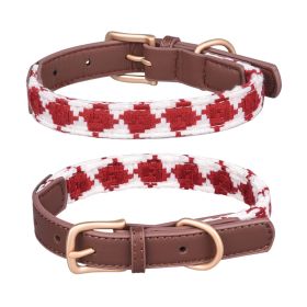 Soft Woven Prismatic Plaid Dog Collar (Option: Red-XS)