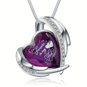 Cremation Heart Urn Necklace Ashes Jewelry For Women Men Keepsake Pendant Memorial Locket Ash Holder (Color: Purple)