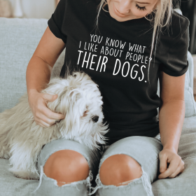 You Know What I Like About People Their Dogs T-Shirt (Color: Black Heather, size: 2XL)